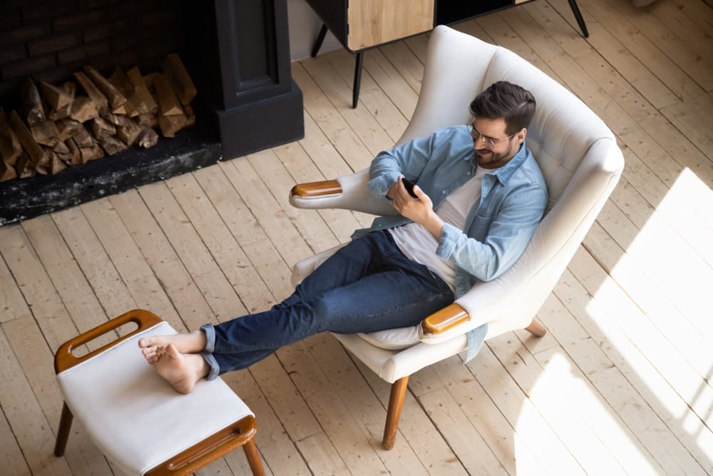 Businessperson using tablet for social media management for PR. 